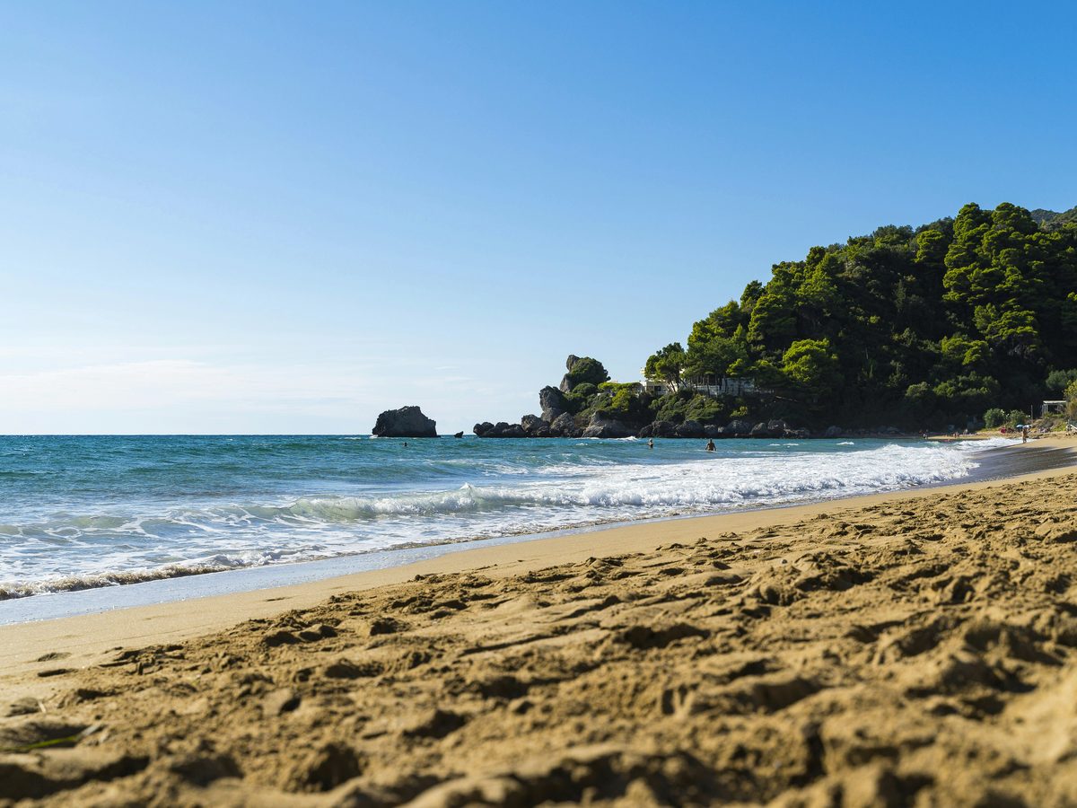 The shallow north coast, looking across to the Albanian mountains