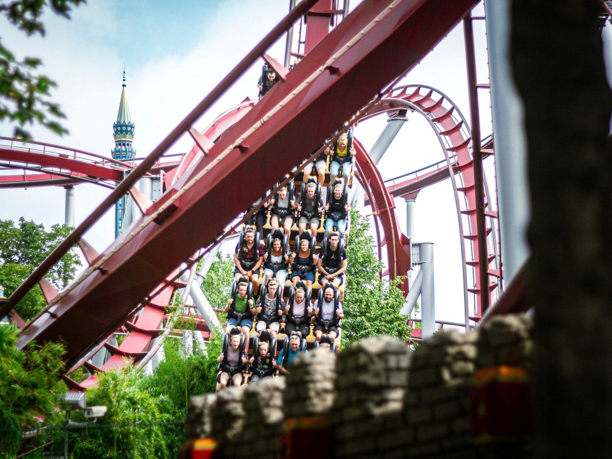 A coaster loop above the trees
