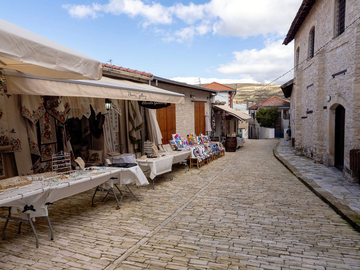 Market stalls in a village street