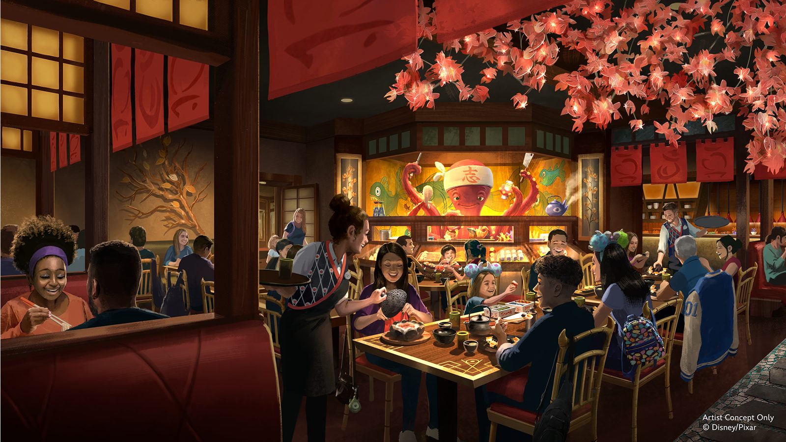 Artist concept showing the planned Harryhausen’s restaurant inside Monstropolis