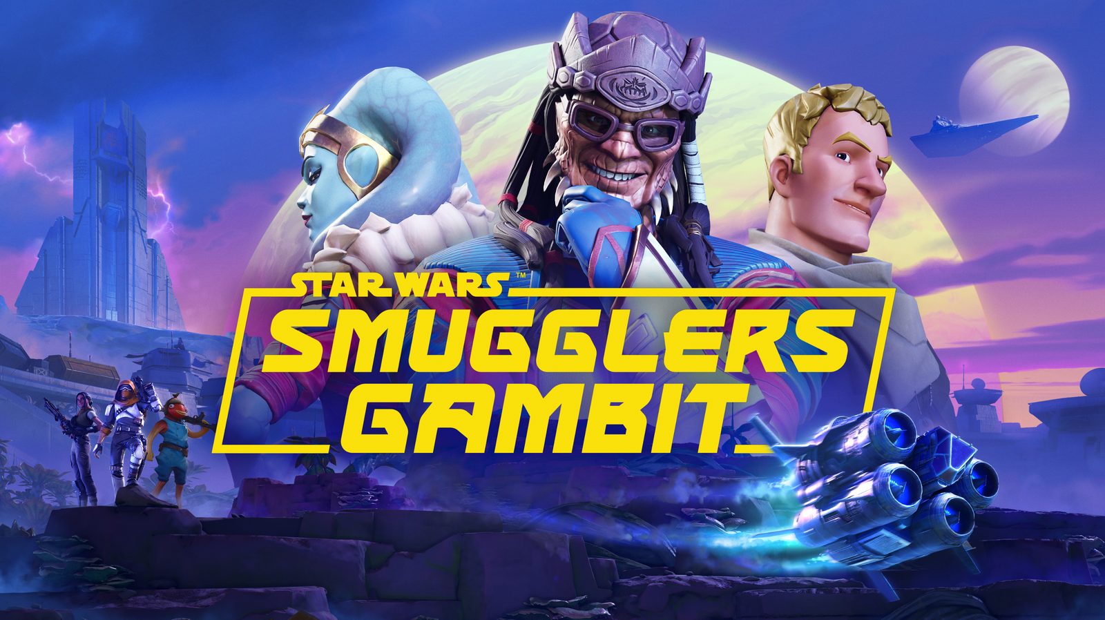 Official key art for the Star Wars Smugglers Gambit experience in Fortnite