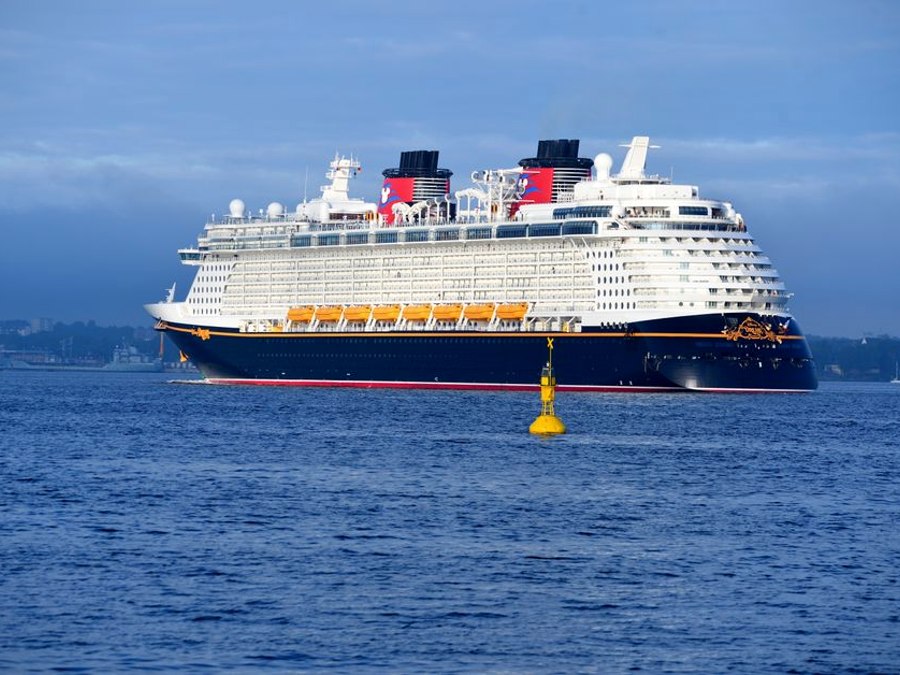 A Disney Cruise Line ship sailing at sea