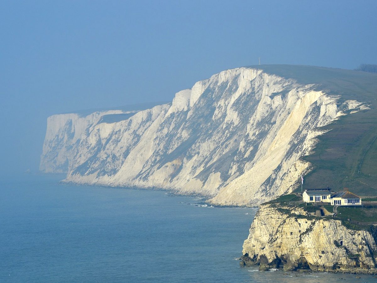 The chalk cliffs along the west coast