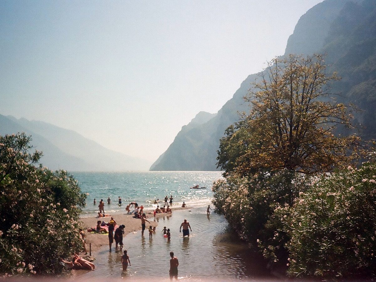 A lakeside lido on a summer afternoon
