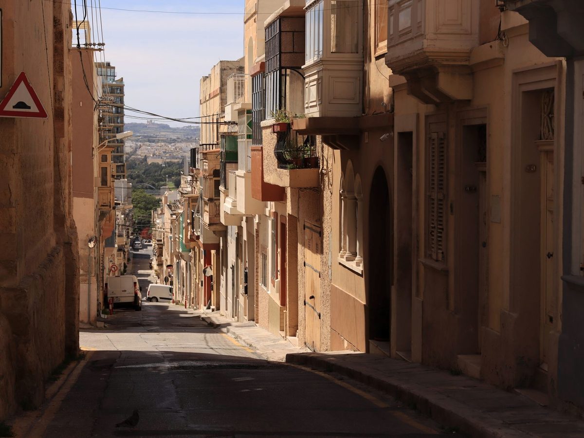 A sloping street in Valletta