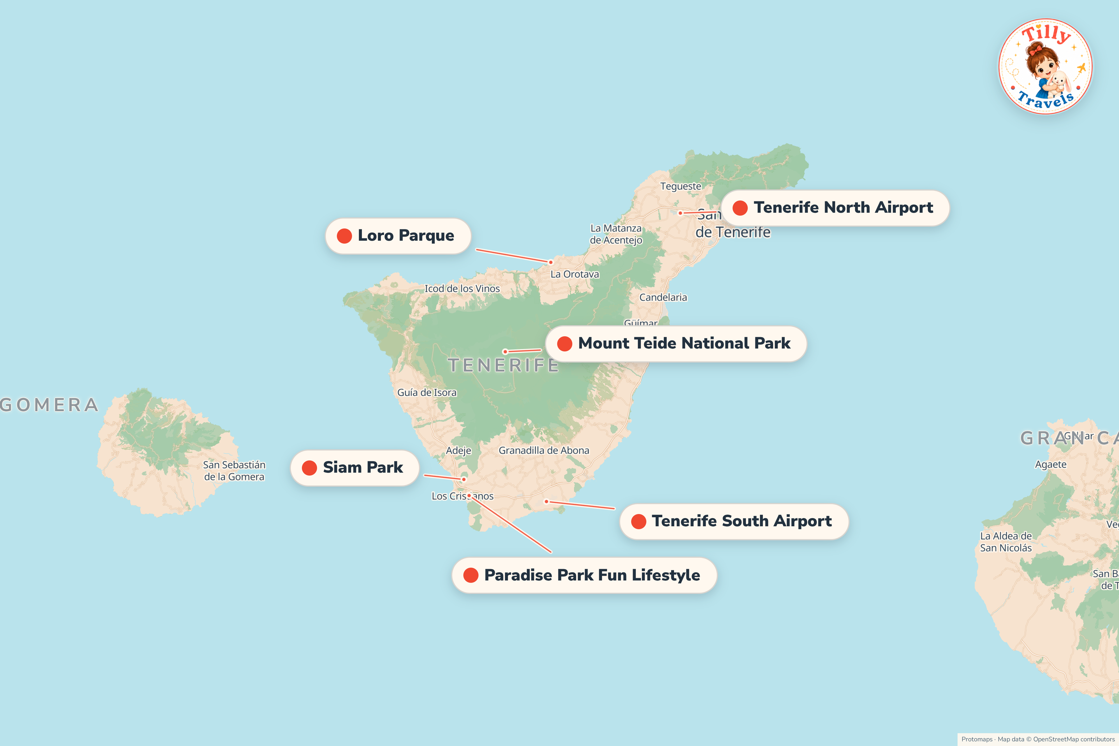 Map of the area around Paradise Park Fun Lifestyle, showing the resort, the nearest airport and the main family days out