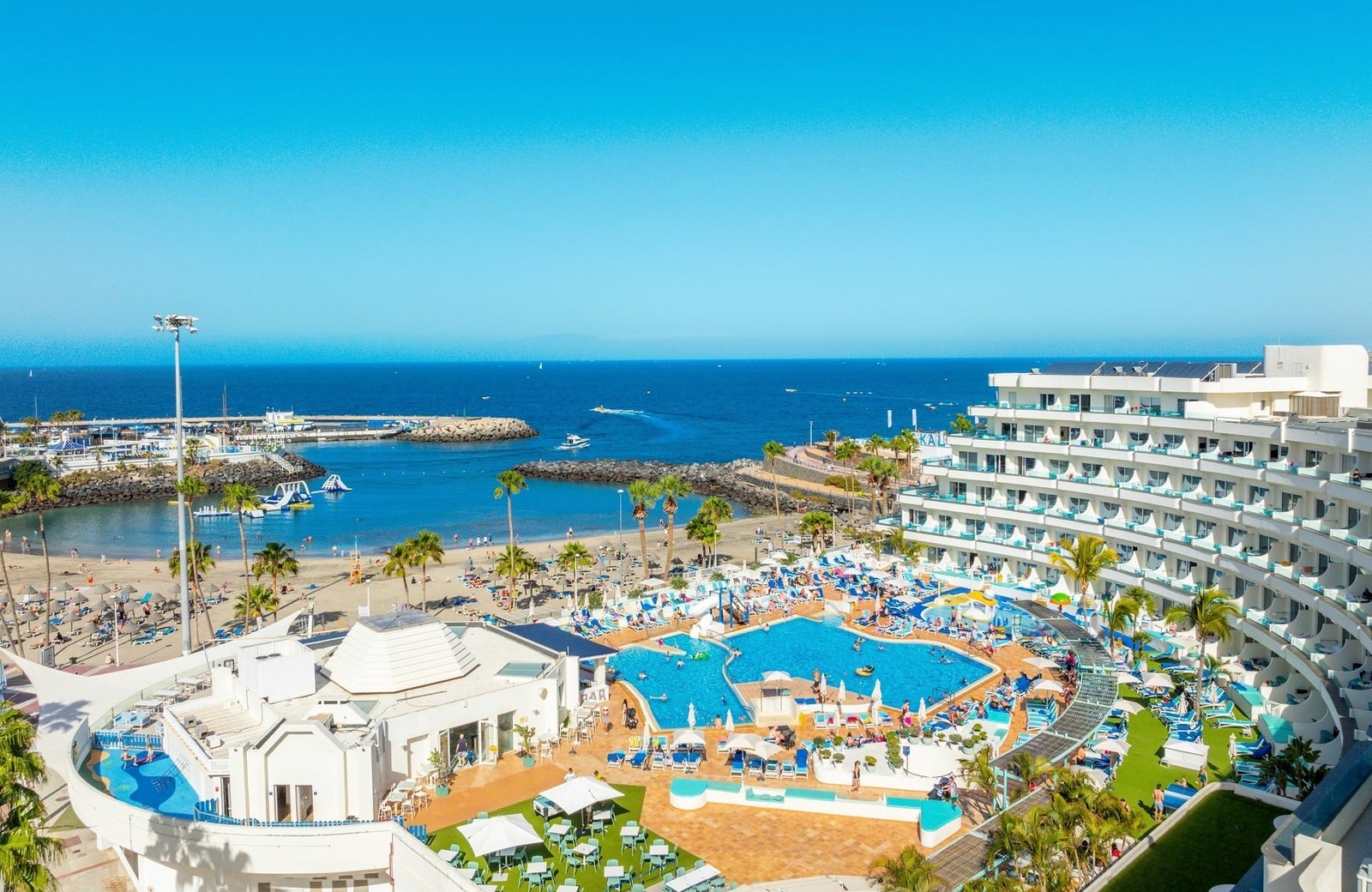 HOVIMA La Pinta Beachfront Family Hotel on the seafront promenade at Playa La Pinta in Costa Adeje, Tenerife.