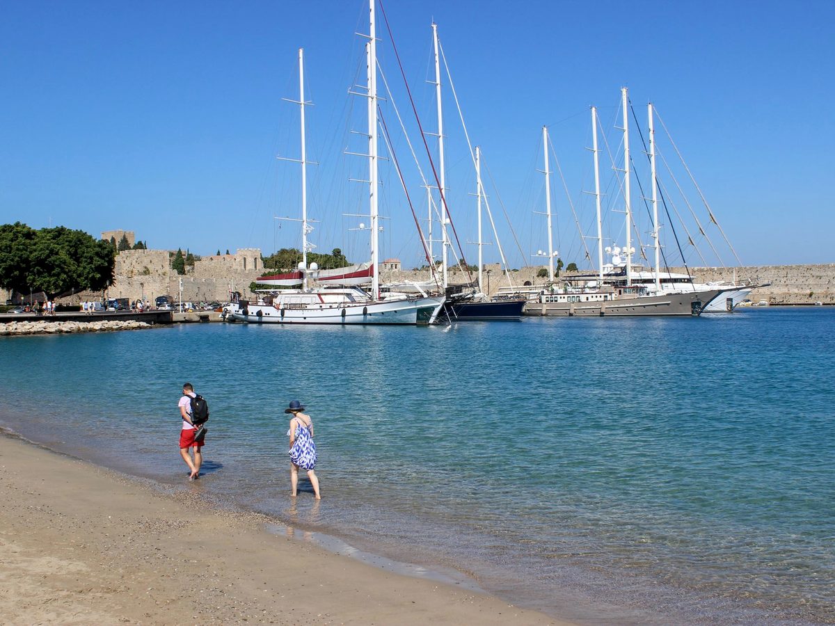 A town beach beside the moorings