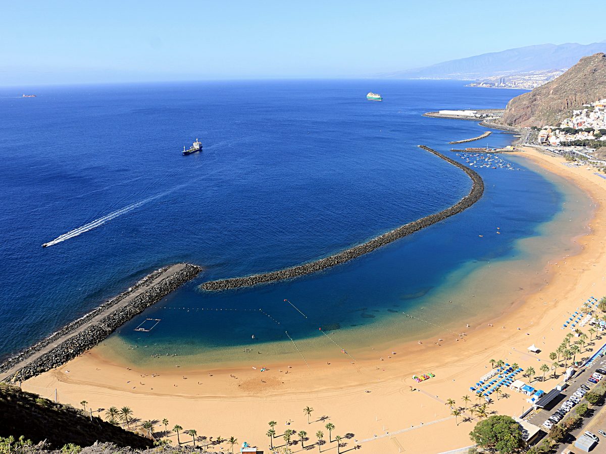 Playa de Las Teresitas, a man-made sandy bay north of the southern resorts
